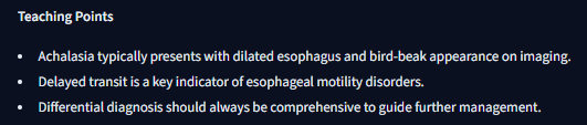 Key teaching points for the case